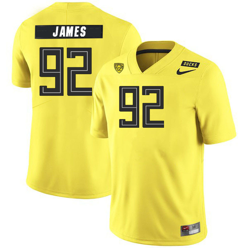 Men #92 Ross James Oregon Ducks College Football Jerseys Stitched Sale-Yellow